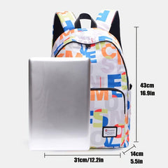 Letter Pattern Large Capacity Travel Laptop Backpack