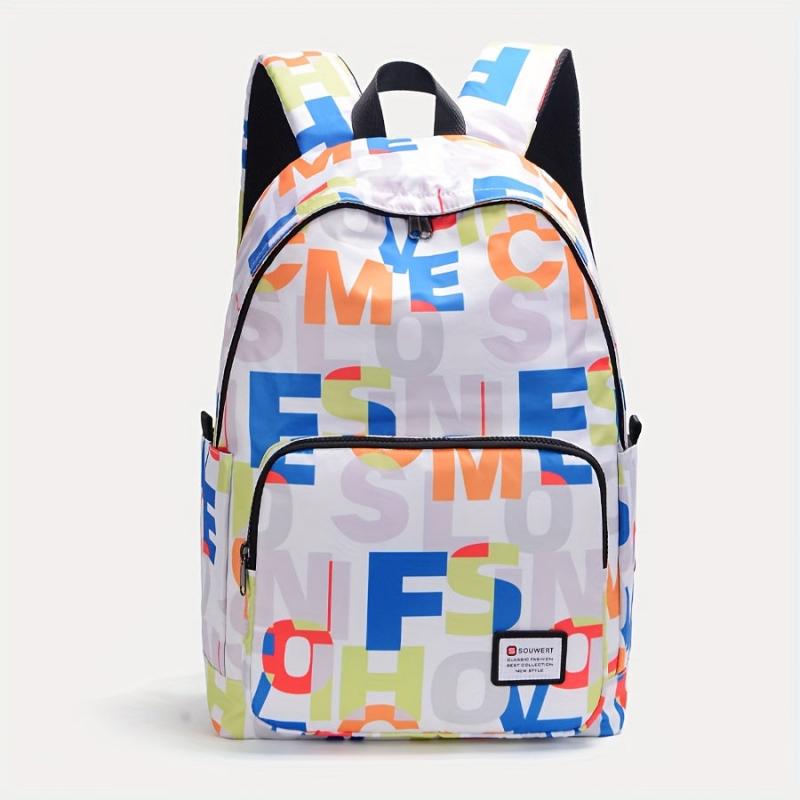 Letter Pattern Large Capacity Travel Laptop Backpack