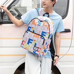 Letter Pattern Large Capacity Travel Laptop Backpack