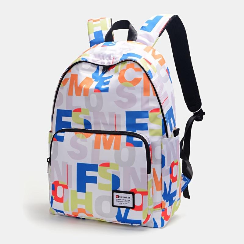 Letter Pattern Large Capacity Travel Laptop Backpack