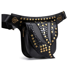 Punk Rivets Decor Waist Bag Gothic Fancy Pack Stylish Storage