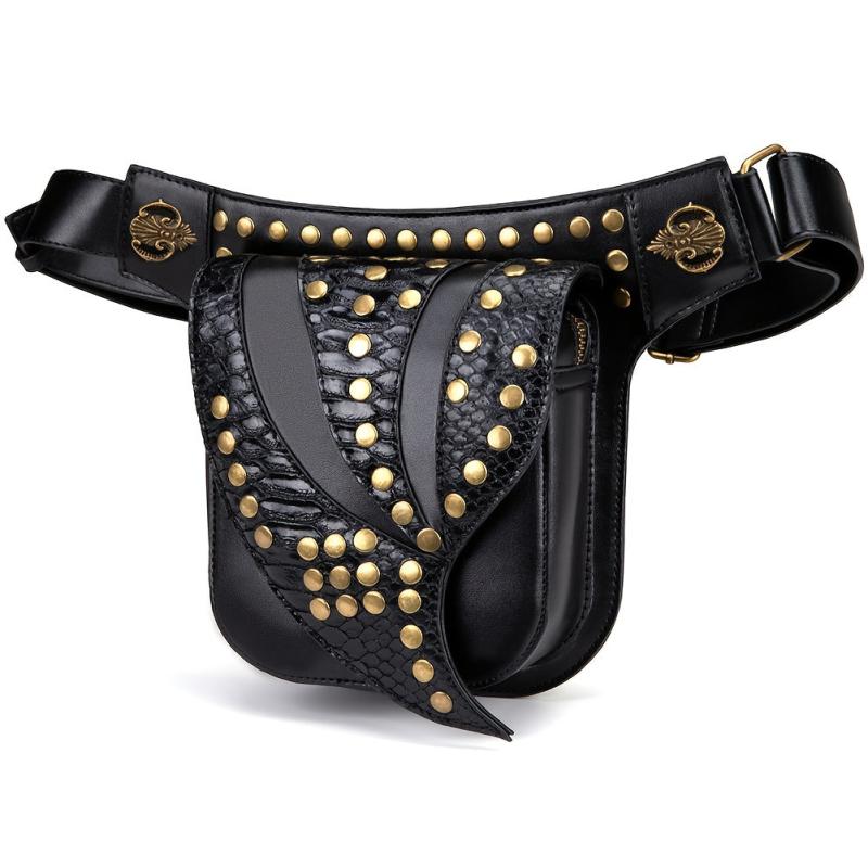 Punk Rivets Decor Waist Bag Gothic Fancy Pack Stylish Storage