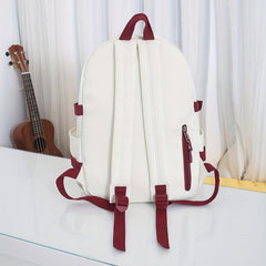 Solid Backpack With Pendant Preppy Students Schoolbag