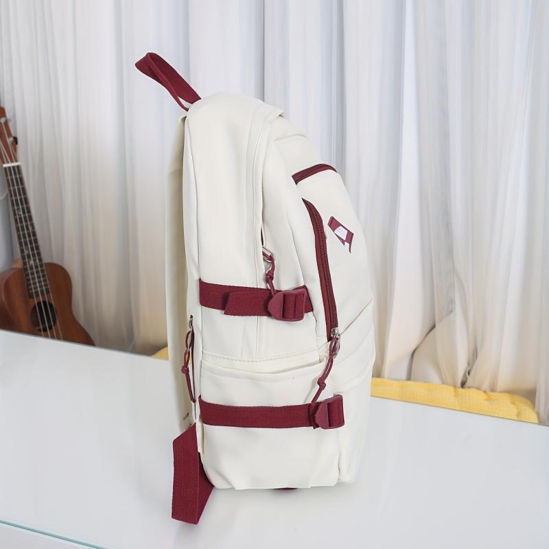 Solid Backpack With Pendant Preppy Students Schoolbag