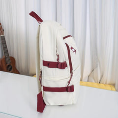 Solid Backpack With Pendant Preppy Students Schoolbag
