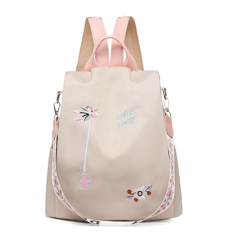 3D Embroidery Backpack For Women Splashproof Outdoor Travel Bag