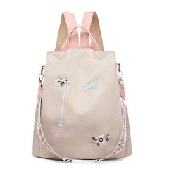 3D Embroidery Backpack For Women Splashproof Outdoor Travel Bag