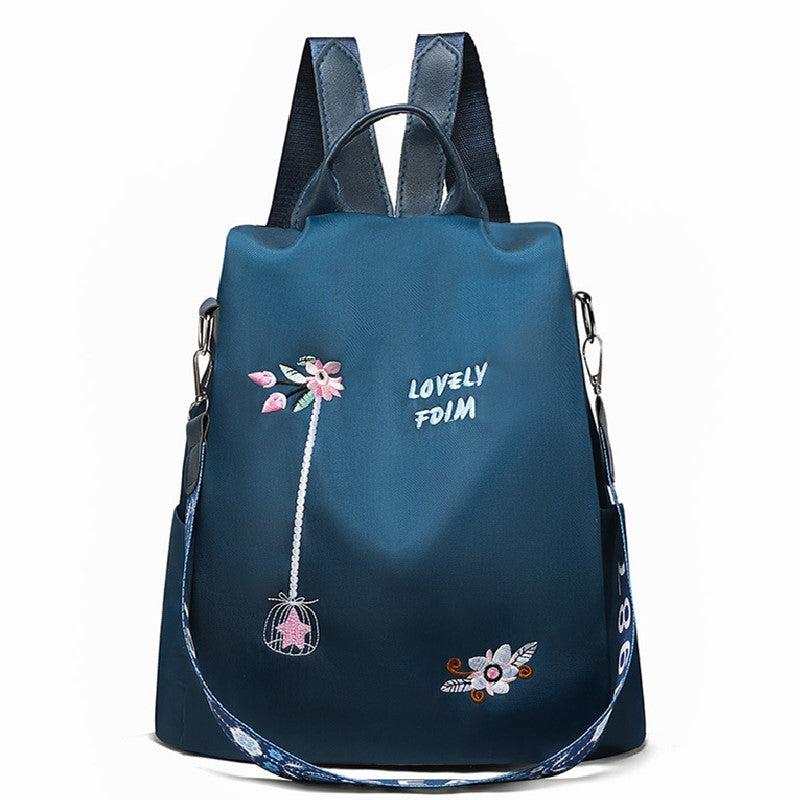 3D Embroidery Backpack For Women Splashproof Outdoor Travel Bag