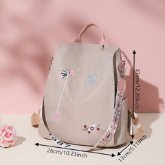 3D Embroidery Backpack For Women Splashproof Outdoor Travel Bag
