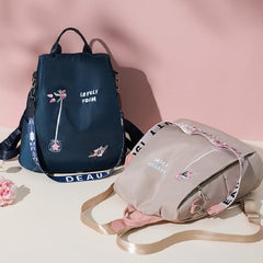 3D Embroidery Backpack For Women Splashproof Outdoor Travel Bag