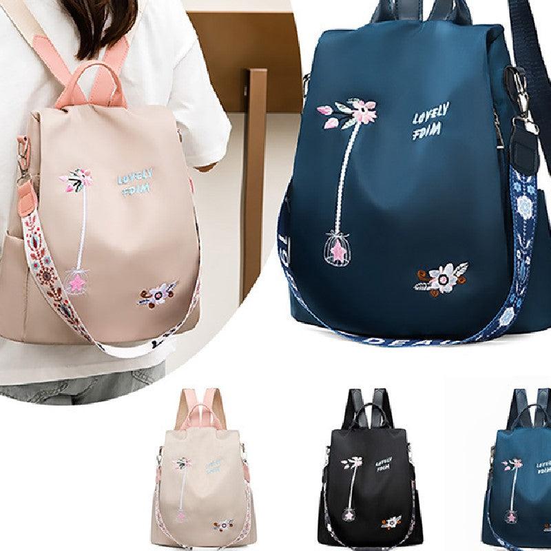 3D Embroidery Backpack For Women Splashproof Outdoor Travel Bag