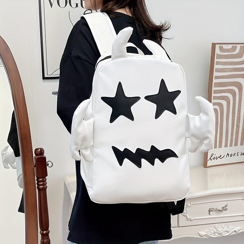 Funny Ghost Shape Backpack Hip Hop Street Style Student Backpack