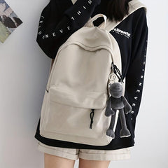 Canvas Backpack High Capacity Schoolbag For Women Men Frog Design