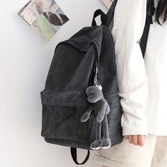 Canvas Backpack High Capacity Schoolbag For Women Men Frog Design