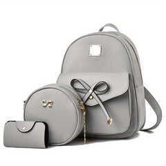 3pcs Women's Backpack Set with Crossbody Bag - Solid High end Backpack