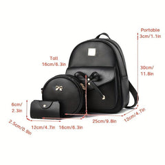 3pcs Women's Backpack Set with Crossbody Bag - Solid High end Backpack