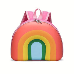Rainbow Shape Kids Backpack Donut Pattern School Bag Boys Girls Rocket Schoolbag