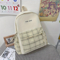 Plaid Pattern Backpack for Students, Preppy Style School Bag