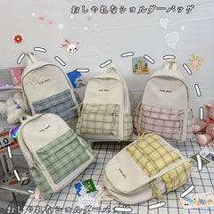 Plaid Pattern Backpack for Students, Preppy Style School Bag