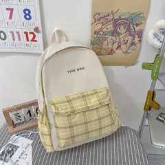 Plaid Pattern Backpack for Students, Preppy Style School Bag