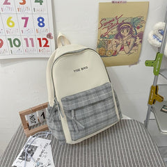 Plaid Pattern Backpack for Students, Preppy Style School Bag