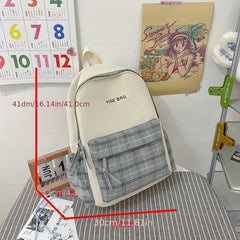 Plaid Pattern Backpack for Students, Preppy Style School Bag