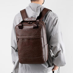 Men's Large Capacity Leather Backpack for Students