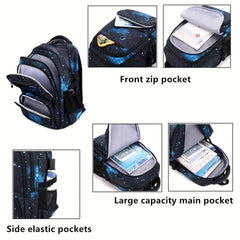 3pcs Starry Sky Cartoon Backpack Lunch Bag Pencil Case Set
