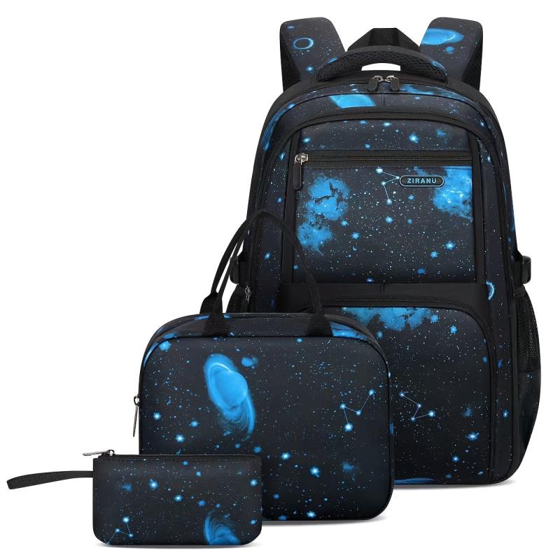 3pcs Starry Sky Cartoon Backpack Lunch Bag Pencil Case Set