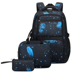 3pcs Starry Sky Cartoon Backpack Lunch Bag Pencil Case Set