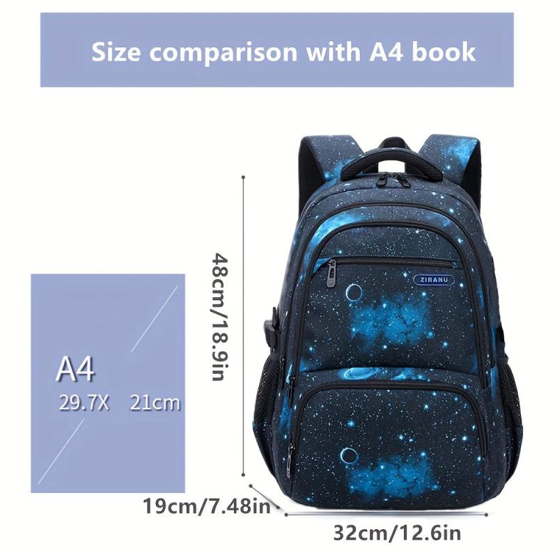 3pcs Starry Sky Cartoon Backpack Lunch Bag Pencil Case Set