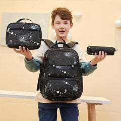3pcs Starry Sky Cartoon Backpack Lunch Bag Pencil Case Set