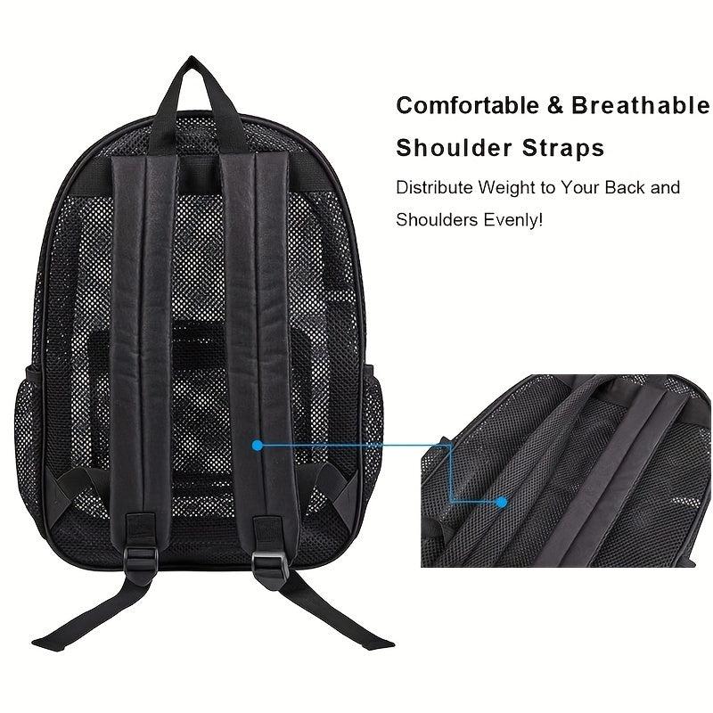 Transparent Mesh Backpack with Padded Shoulder Straps