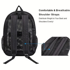 Transparent Mesh Backpack with Padded Shoulder Straps