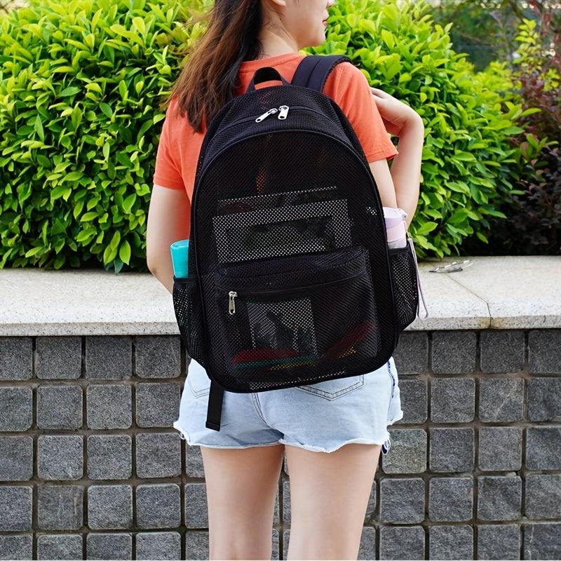 Transparent Mesh Backpack with Padded Shoulder Straps