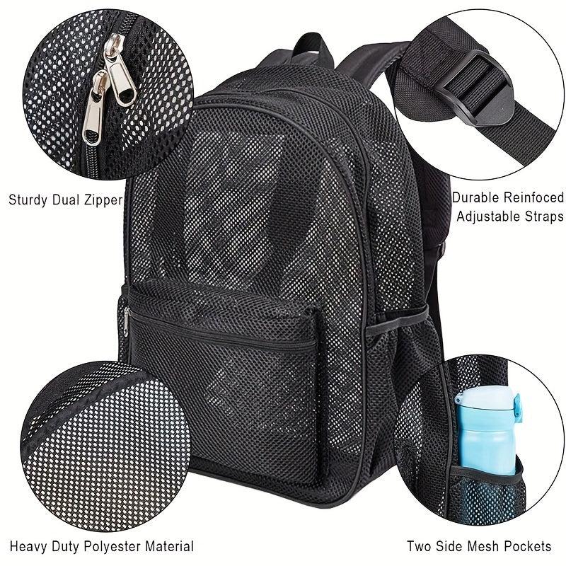Transparent Mesh Backpack with Padded Shoulder Straps