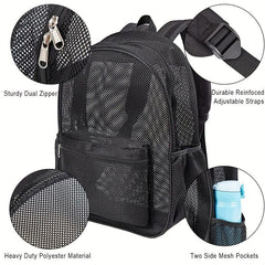 Transparent Mesh Backpack with Padded Shoulder Straps