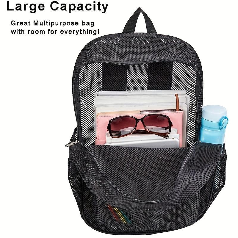 Transparent Mesh Backpack with Padded Shoulder Straps