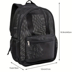 Transparent Mesh Backpack with Padded Shoulder Straps