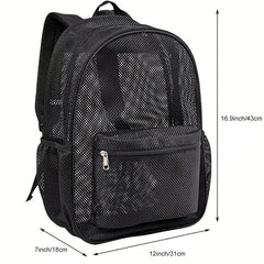 Transparent Mesh Backpack with Padded Shoulder Straps