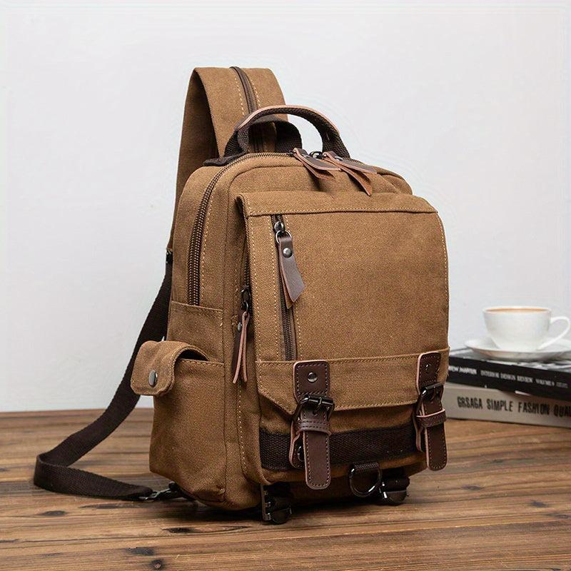 Vintage Canvas Double Shoulder Bag Backpack Casual Travel Versatile Bag