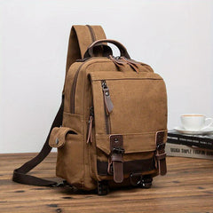 Vintage Canvas Double Shoulder Bag Backpack Casual Travel Versatile Bag