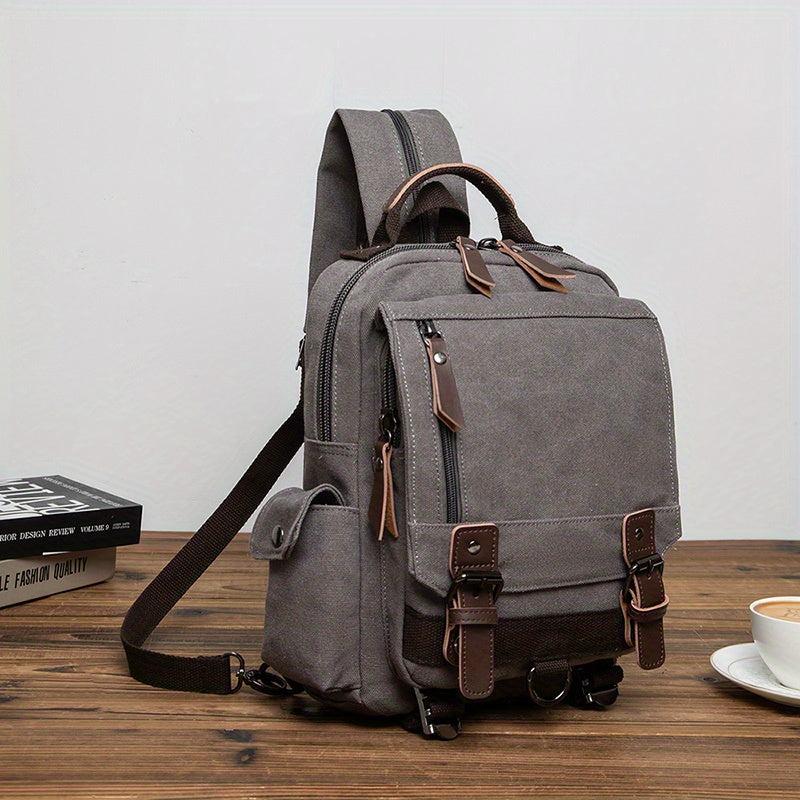 Vintage Canvas Double Shoulder Bag Backpack Casual Travel Versatile Bag