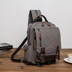 Vintage Canvas Double Shoulder Bag Backpack Casual Travel Versatile Bag