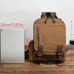 Vintage Canvas Double Shoulder Bag Backpack Casual Travel Versatile Bag