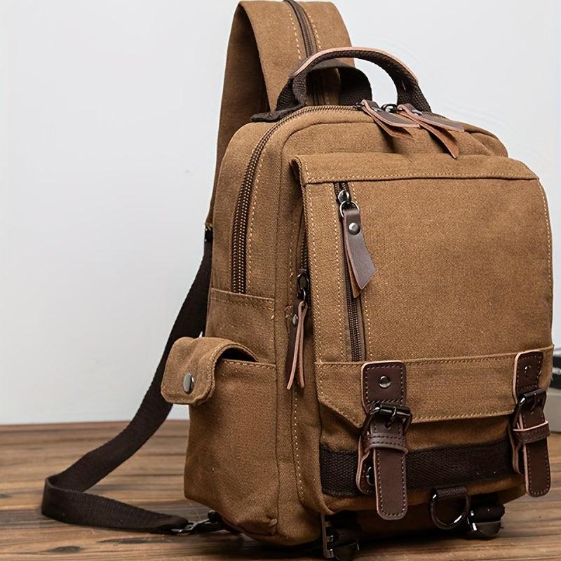 Vintage Canvas Double Shoulder Bag Backpack Casual Travel Versatile Bag