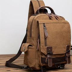 Vintage Canvas Double Shoulder Bag Backpack Casual Travel Versatile Bag
