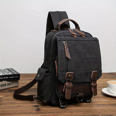 Vintage Canvas Double Shoulder Bag Backpack Casual Travel Versatile Bag
