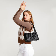 Minimalist Ruched Shoulder Purse Chain Strap Women