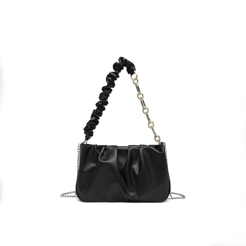 Minimalist Ruched Shoulder Purse Chain Strap Women